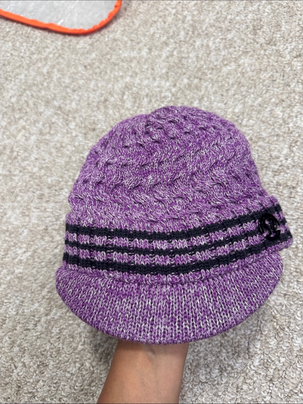 lululemon athletica Purple Knit Bucket Hat with Black Stripe Detail